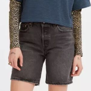 Levi's Premium 501 Button Fly 90's Washed Out Black Denim Shorts‎ Size 24 NWT